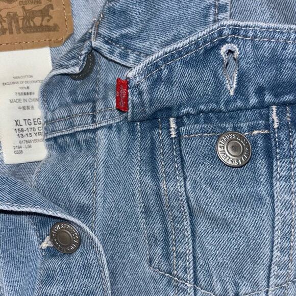 Levi’s Girls Trucker Jean Jacket Youth 13-15 Years XL Mid Wash 100% Cotton Denim - Picture 16 of 16